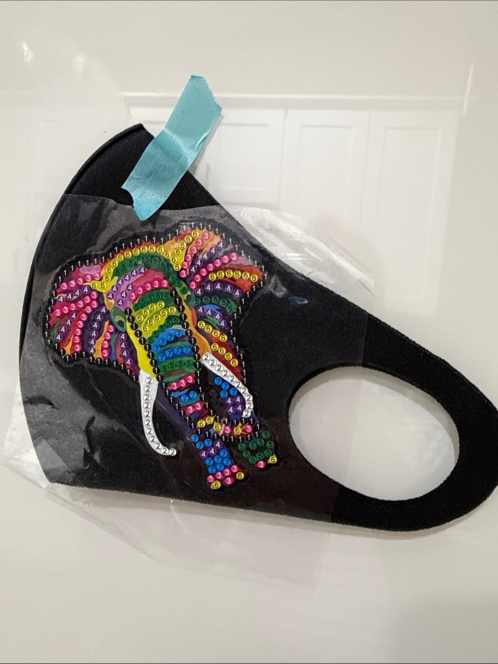 Diamond Art Painting Kit Black Face Mask with Elephant